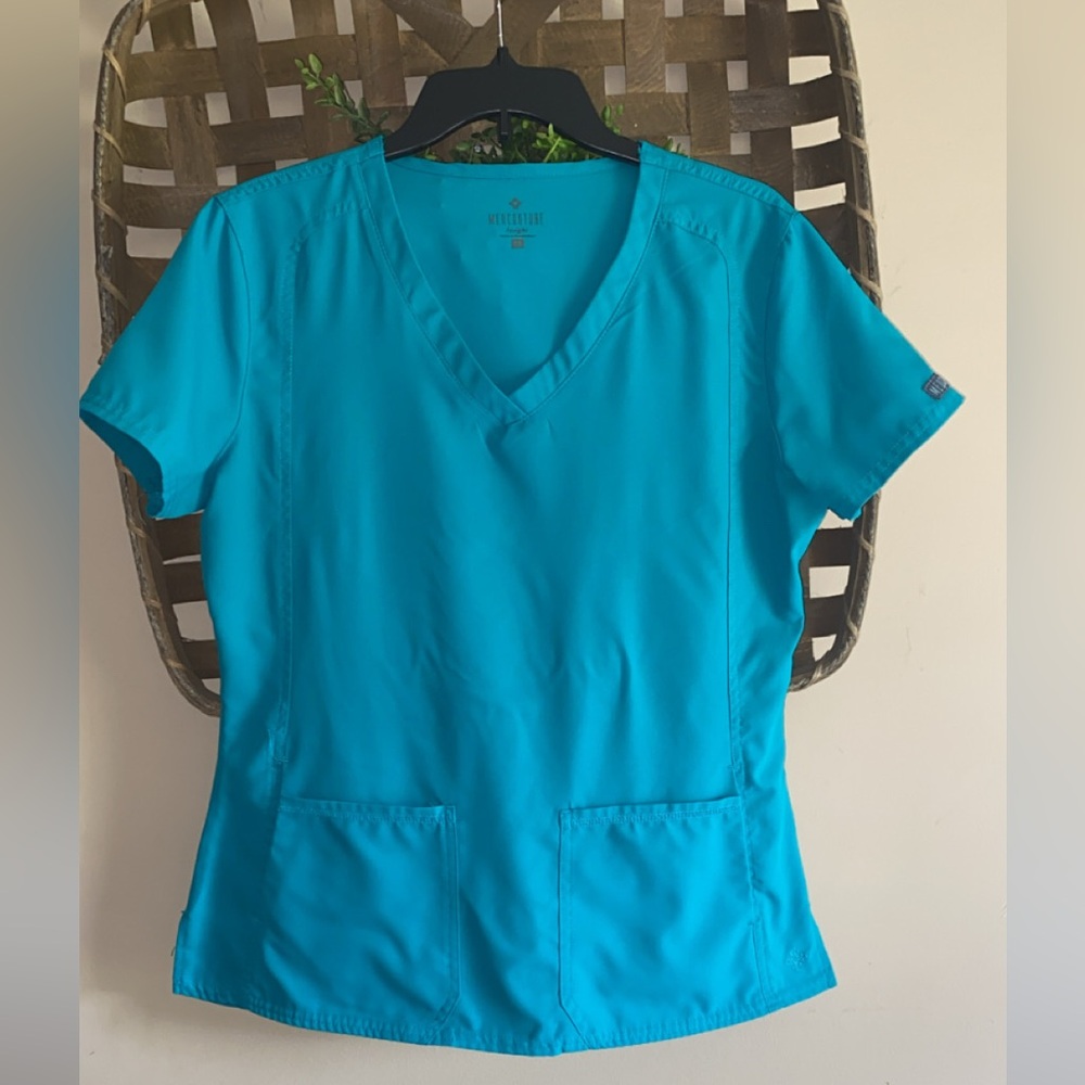 Blue V-Neck Women's scrub top